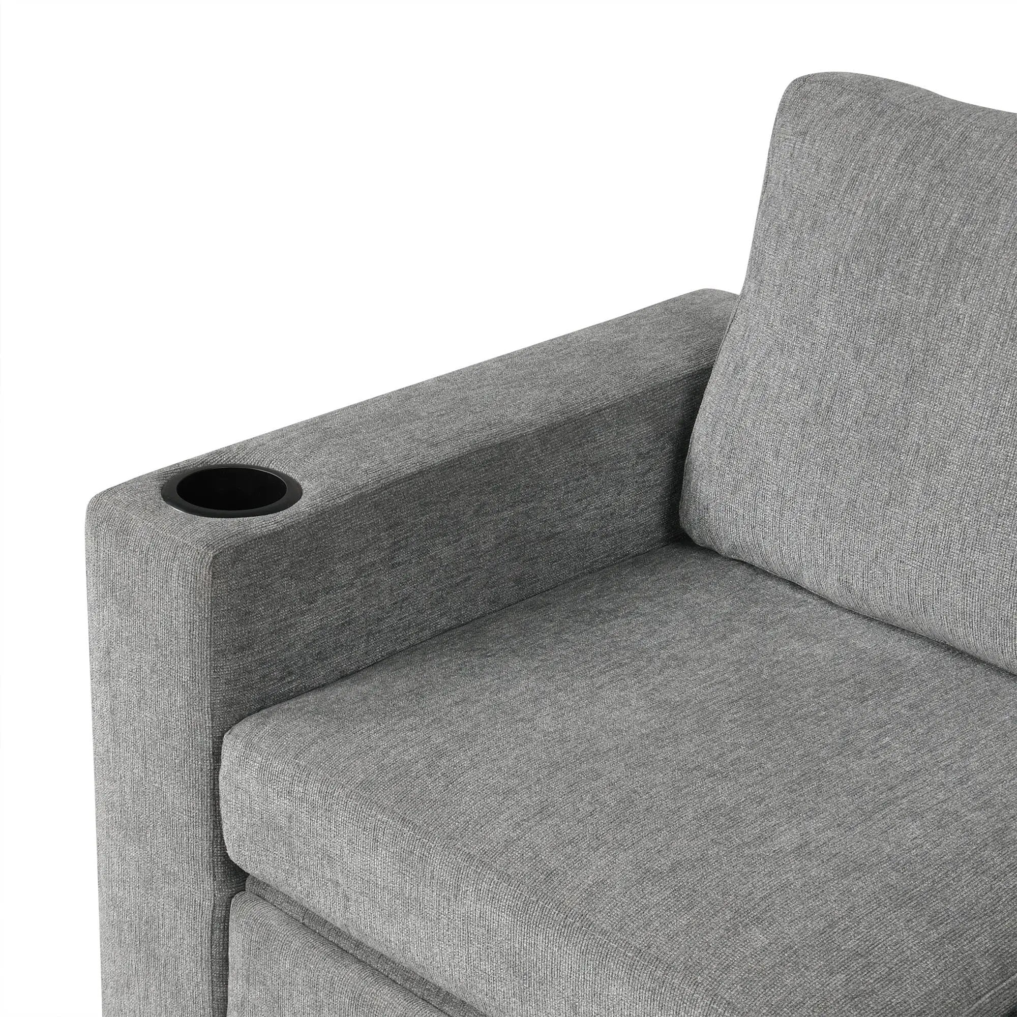 Single Pull Out Sofa Bed With USB Ports And Cup Holders