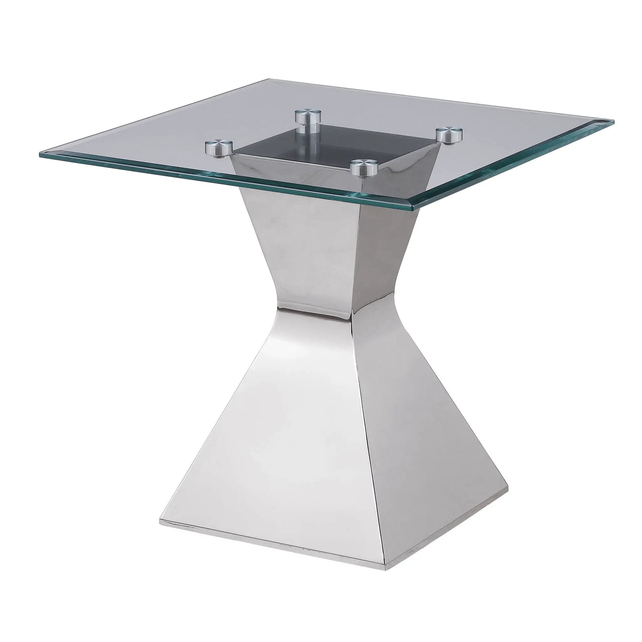 Jenny Glass Top Stainless Steel Side End Table Chrome by Unique Piece Furniture