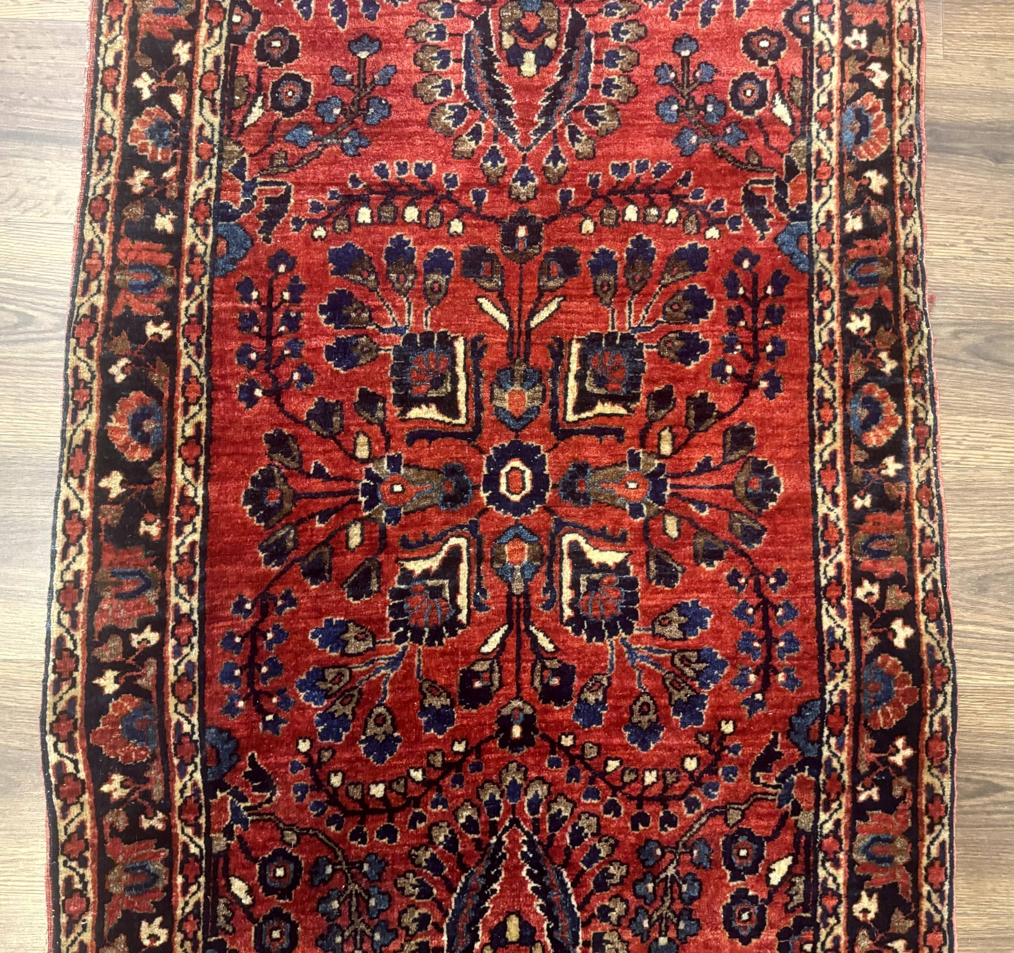 Small Red Persian Sarouk Rug 2.7 x 4.9, Floral, Antique by Jewel Rugs