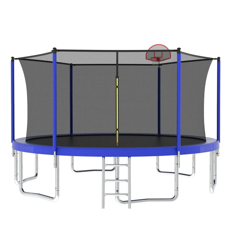 14Ft For Kids Children With Safety Enclosure Net Outdoor Backyards Large Recreational Trampoline - Blue by HouseOfZazla