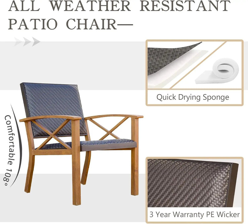 Patio Bistro Set 3 Pieces with Wood Grain Aluminum Wicker by HouseOfZazla