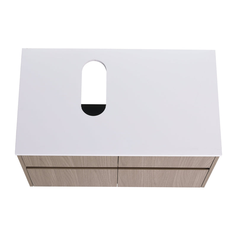 32-Inch Wall-Mounted Bathroom Vanity with Soft Close Doors and Drawer by HouseOfZazla