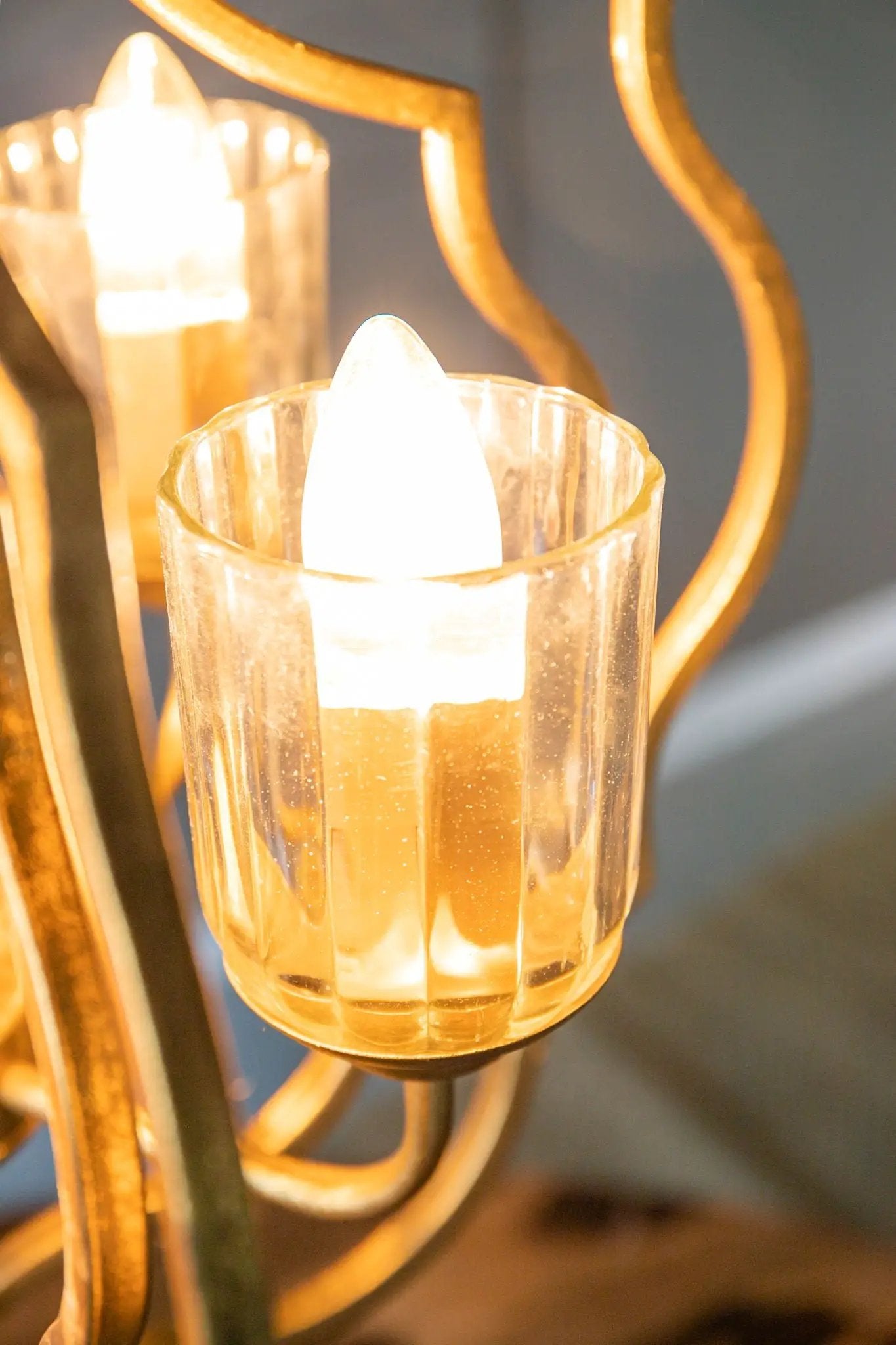 4 Light Metal Chandelier, Hanging Light Fixture With Adjustable Chain For Kitchen, Bulb Not Included - Gold by HouseOfZazla
