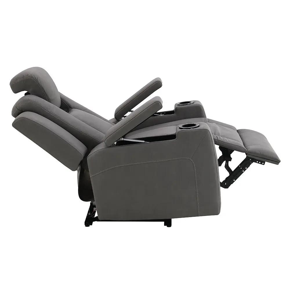 Leuco - Power Motion Recliner With Cup Holder, Control, LED & Power Headrest - Gray by Unique Piece Furniture
