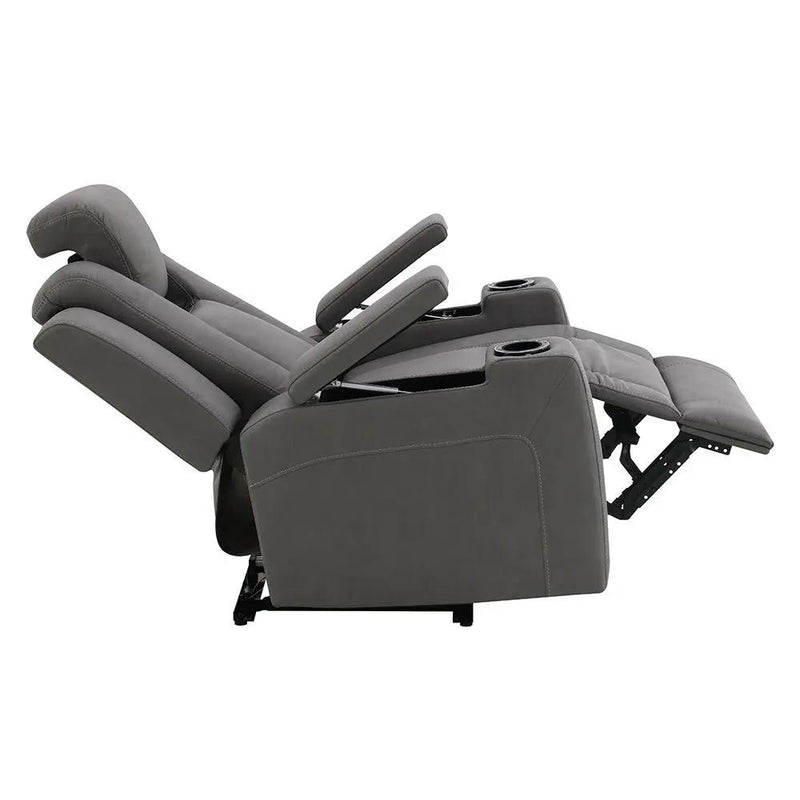 Leuco - Power Motion Recliner With Cup Holder, Control, LED & Power Headrest - Gray by Unique Piece Furniture