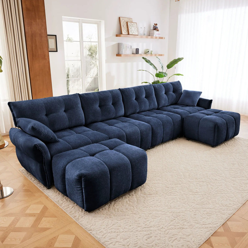 Sofa Set With Ottoman And Pillows, Textured, High Resilience Cushions by HouseOfZazla