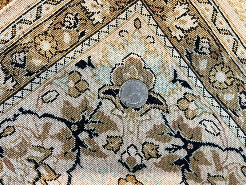 Persian Qum Silk Rug, Floral Medallion, Very Fine 60 Raj 475 KPSI, Handmade Hand Knotted Oriental Carpet, Silk on Silk by Jewel Rugs