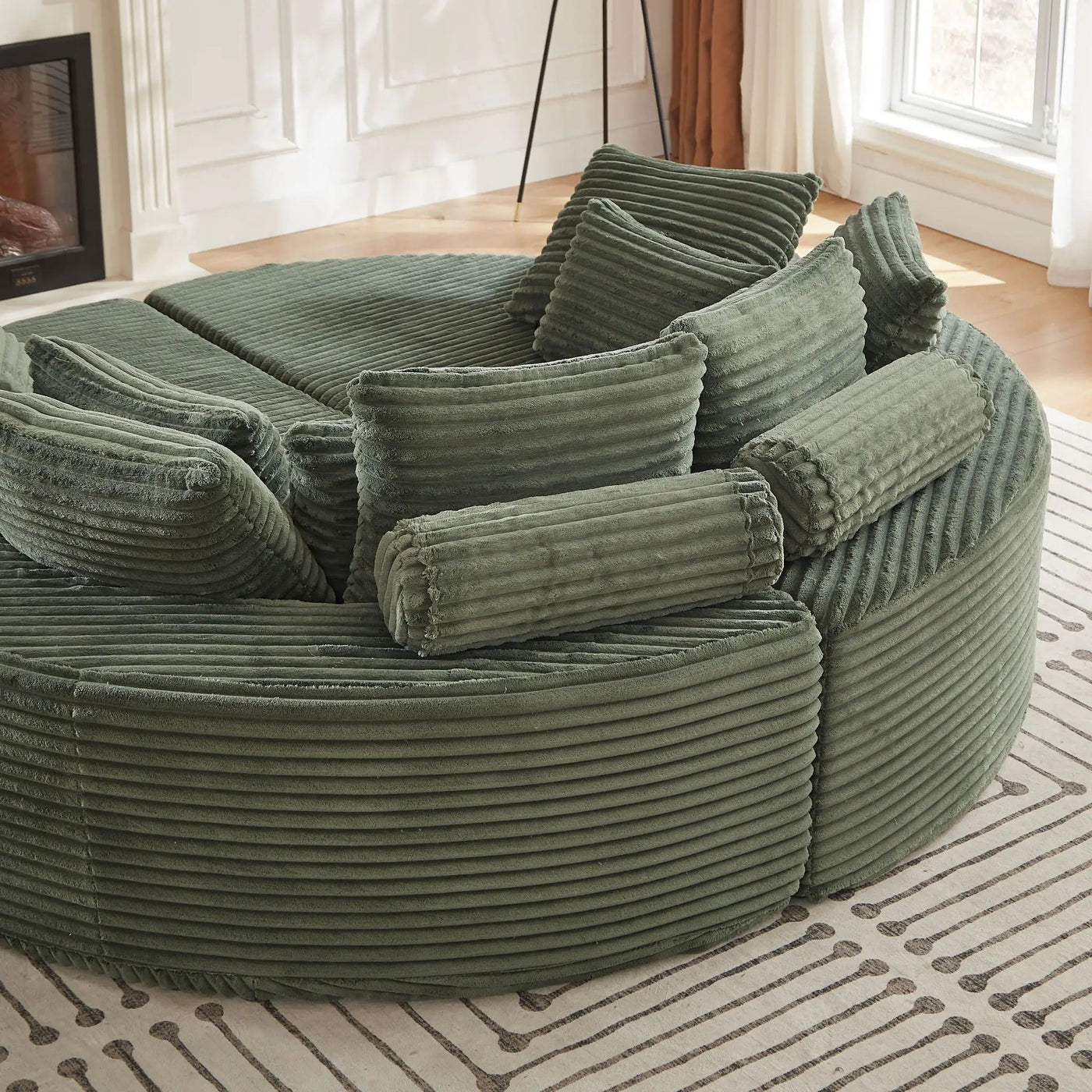 Round Oversized Sofa Bed With 5 Throw Pillows by HouseOfZazla