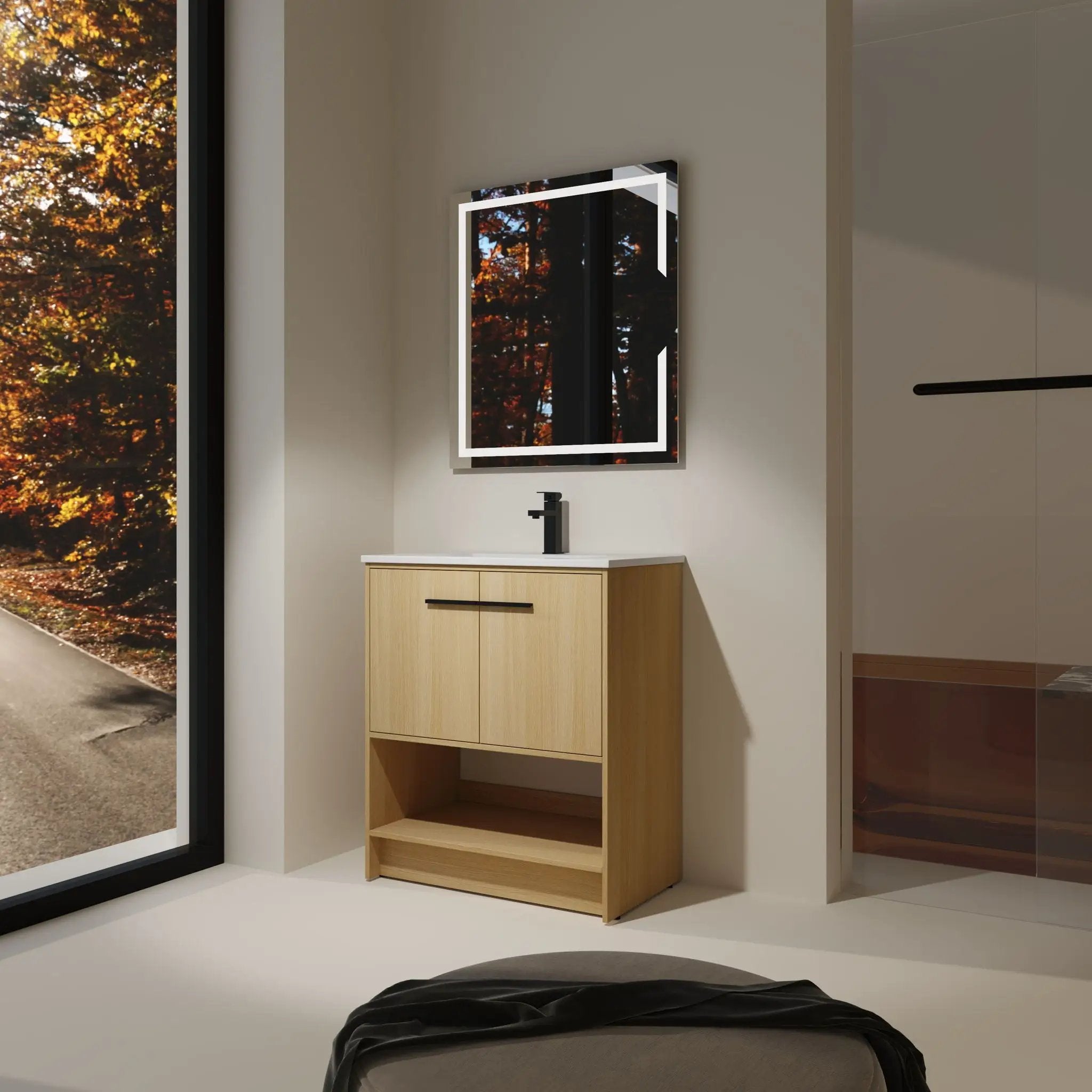 Modern Bathroom Vanity With Ceramic Sink, Freestanding Cabinet, Soft Closing Doors by Unique Piece Furniture