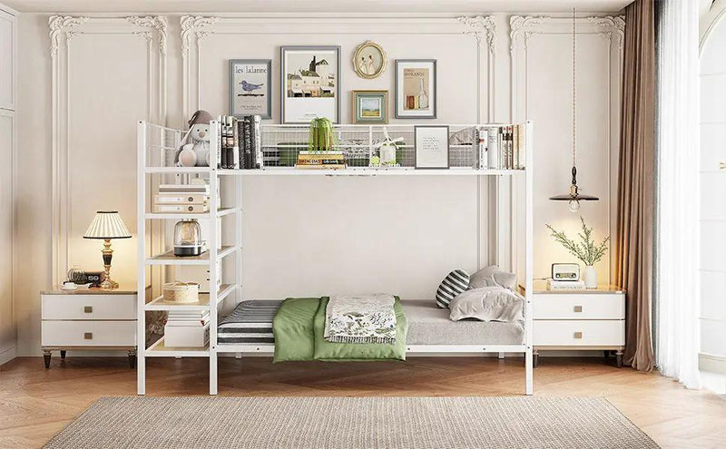 Bunk Bed With 5 Tier Shelves by HouseOfZazla