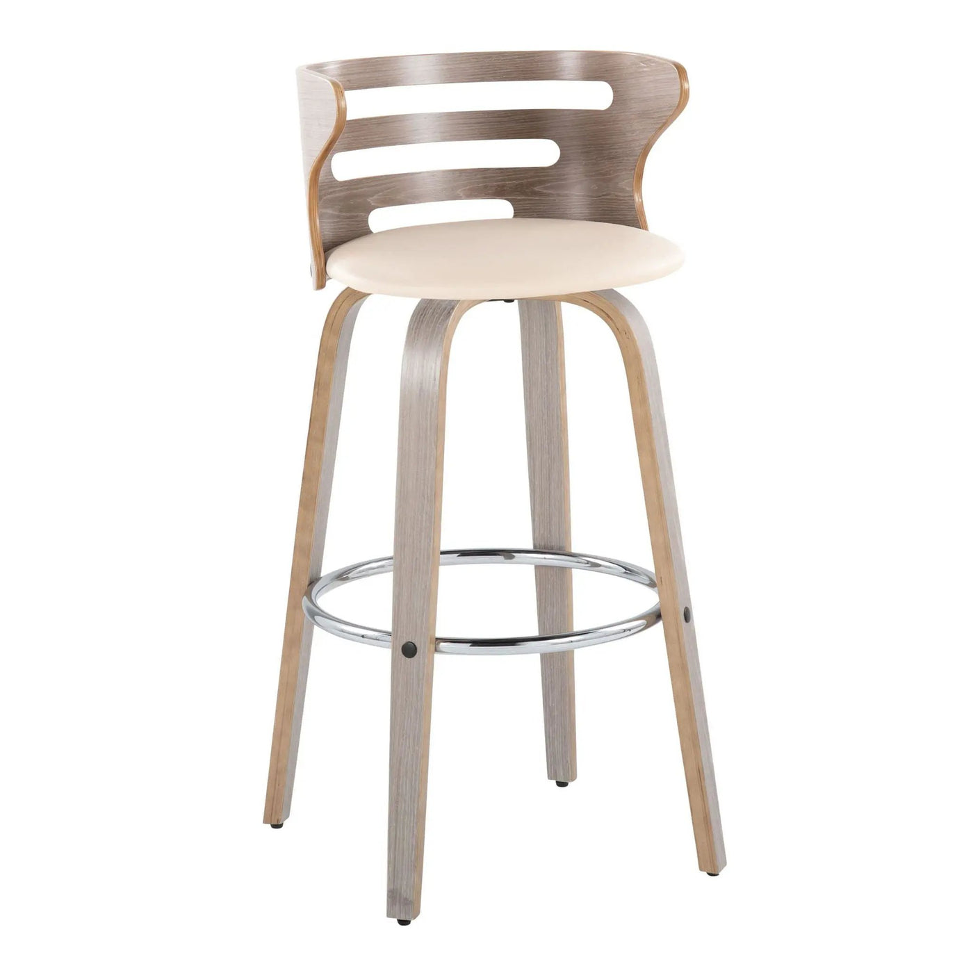 Cosini - Mid Century Modern Fixed Height, Barstool With Swivel With Round Footrest (Set of 2) by HouseOfZazla