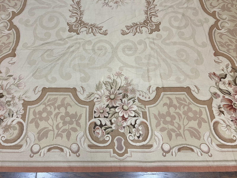 10x14 Aubusson Rug, Wool Handmade Vintage Carpet, French European Design, Elegant by Jewel Rugs