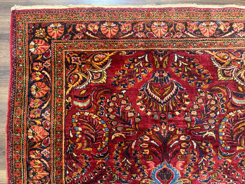 Persian Lilihan Rug 5x6, Red, Floral, Antique Persian Carpet by Jewel Rugs