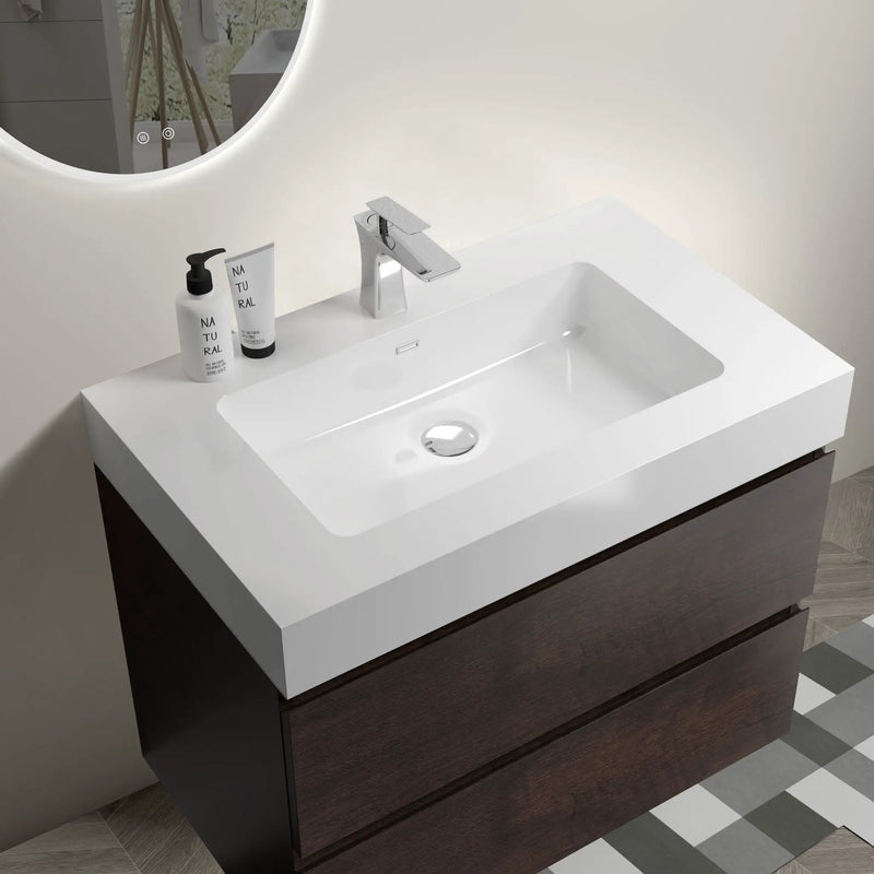 Alice - Bathroom Vanity Wall Mounted With Sink, Large Storage Floating Bathroom Vanity For Modern Bathroom, One-Piece Sink Basin Without Drain And Faucet by HouseOfZazla
