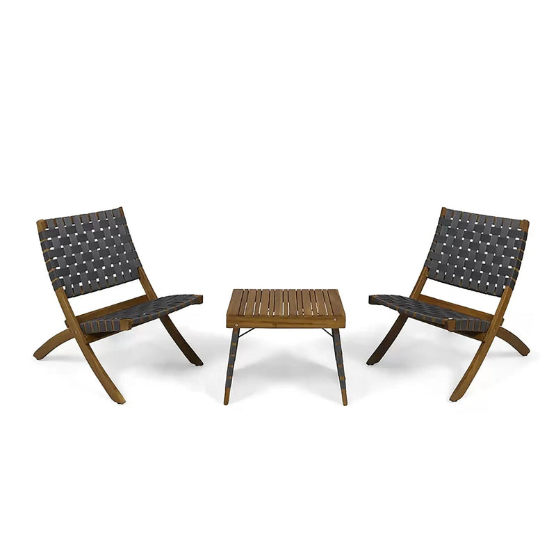Kayla Outdoor Foldable 2 Seater Chat Set - Brown / Gray by HouseOfZazla