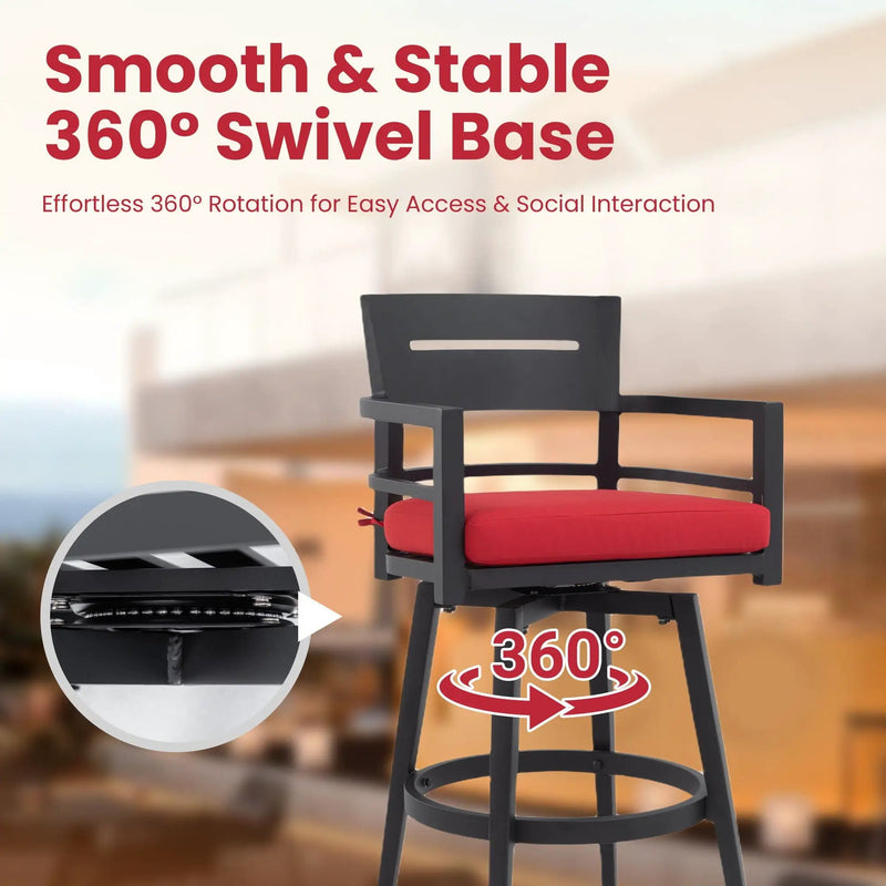 Outdoor Swivel Bar Chairs, 360 Degree Rotation, Ergonomic Backrest (Set of 2) by HouseOfZazla