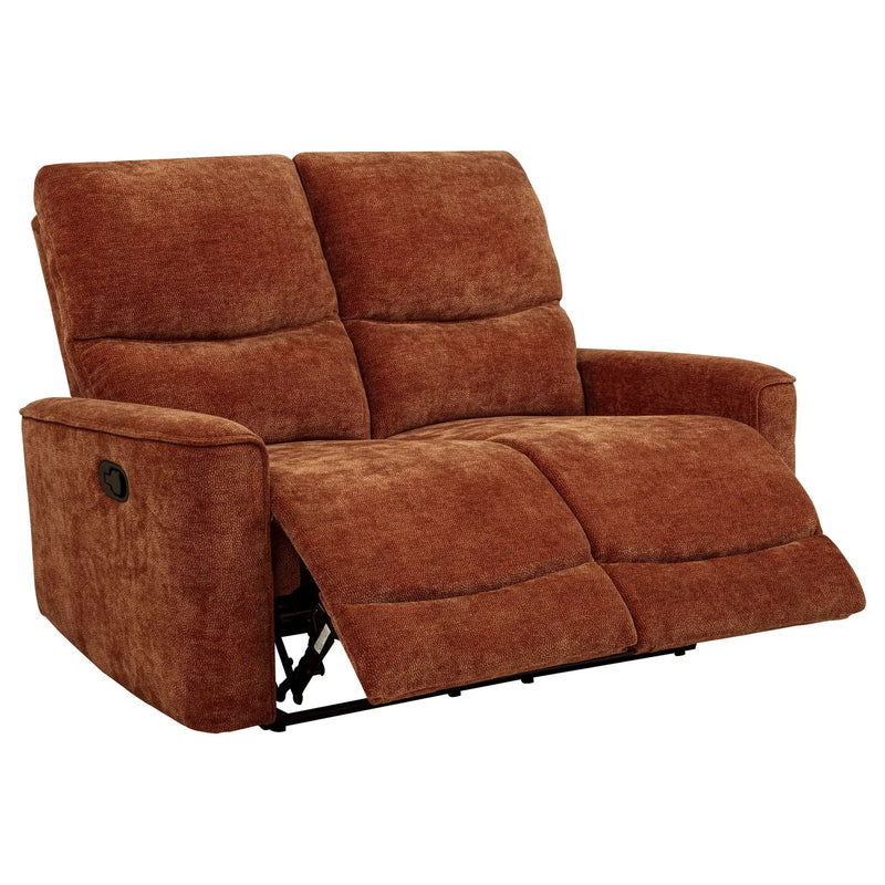 Navarro Chenille Upholstered Reclining Loveseat Burnt Orange by Unique Piece Furniture