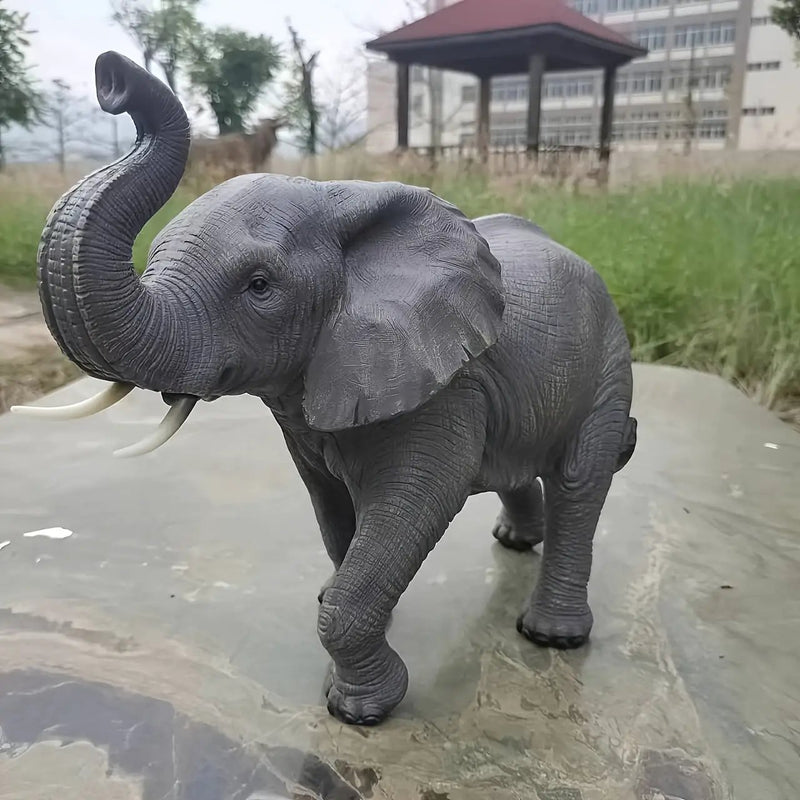 20'' Tall Resin Elephant Statue with Raised Trunk by HouseOfZazla