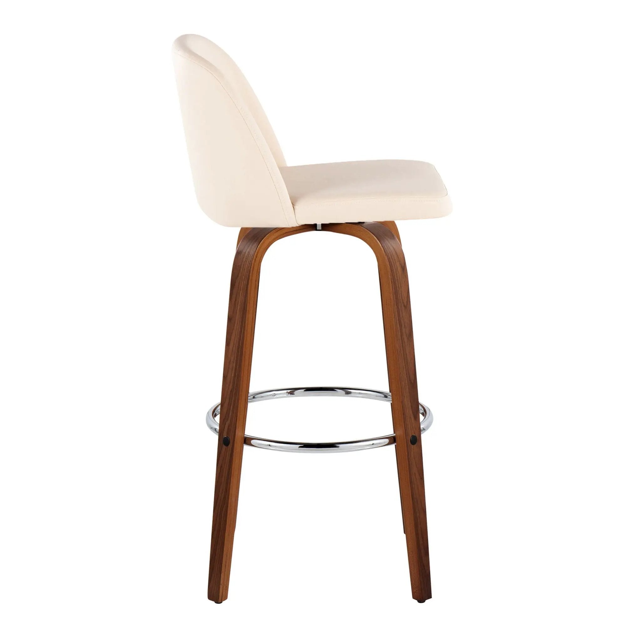 Toriano - Mid Century Modern Fixed Height, Barstool With Swivel With Round Footrest (Set of 2) by HouseOfZazla