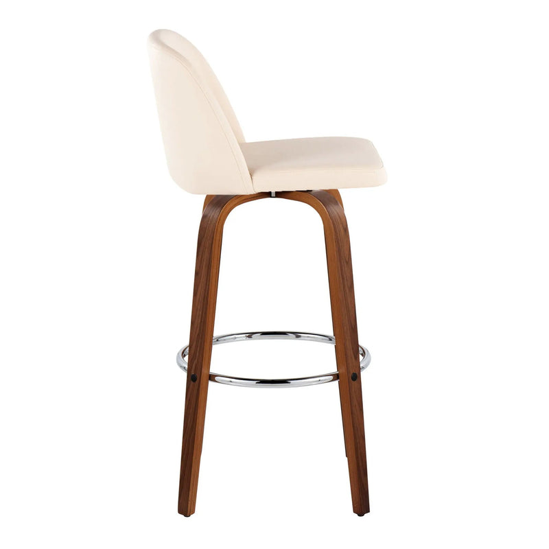 Toriano - Mid Century Modern Fixed Height, Barstool With Swivel With Round Footrest (Set of 2) by HouseOfZazla