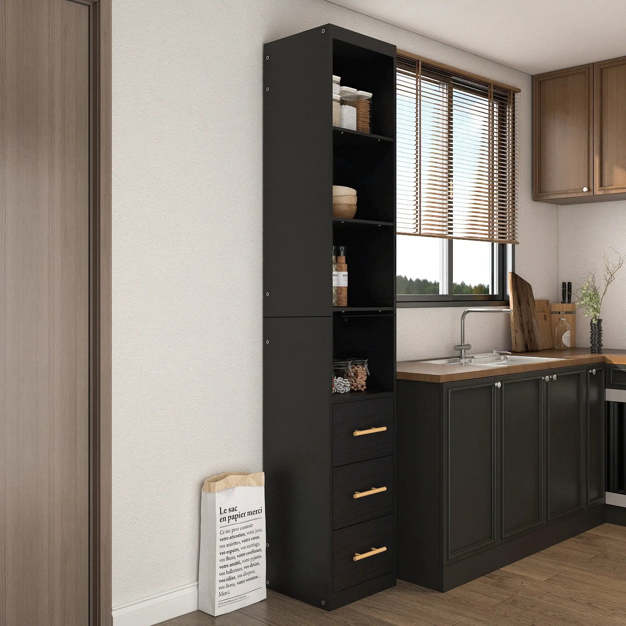 85.04" Tall Storage Cabinet with Drawer and Shelves by HouseOfZazla