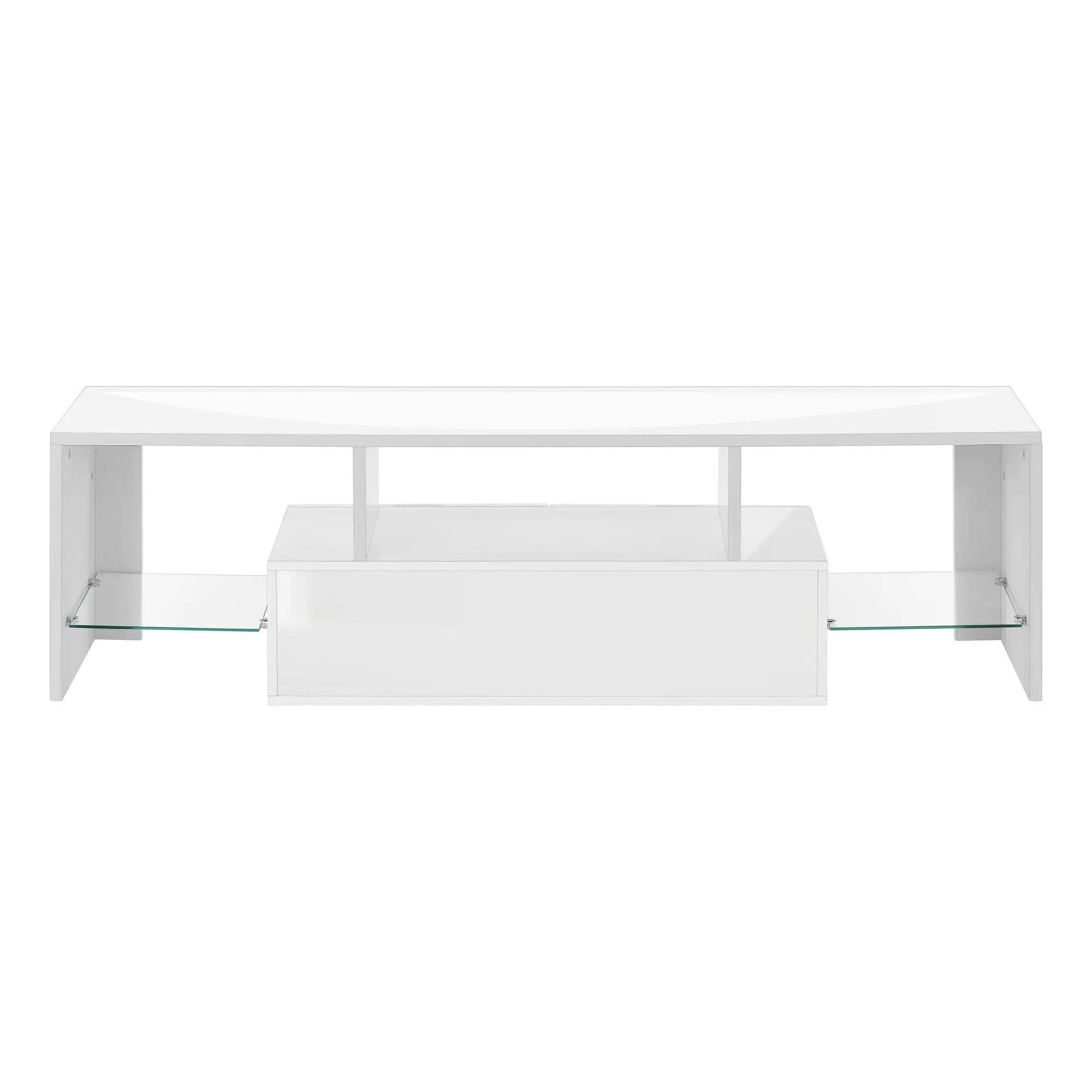 TV Stand, Console, Media Entertainment Center, Storage Cabinet, Glossy Contemporary & Modern - White by Unique Piece Furniture