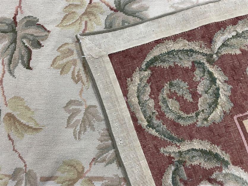Aubusson Needlepoint Rug 9x12, Flatweave Carpet, Leaves, Wool, New, Handmade by Jewel Rugs
