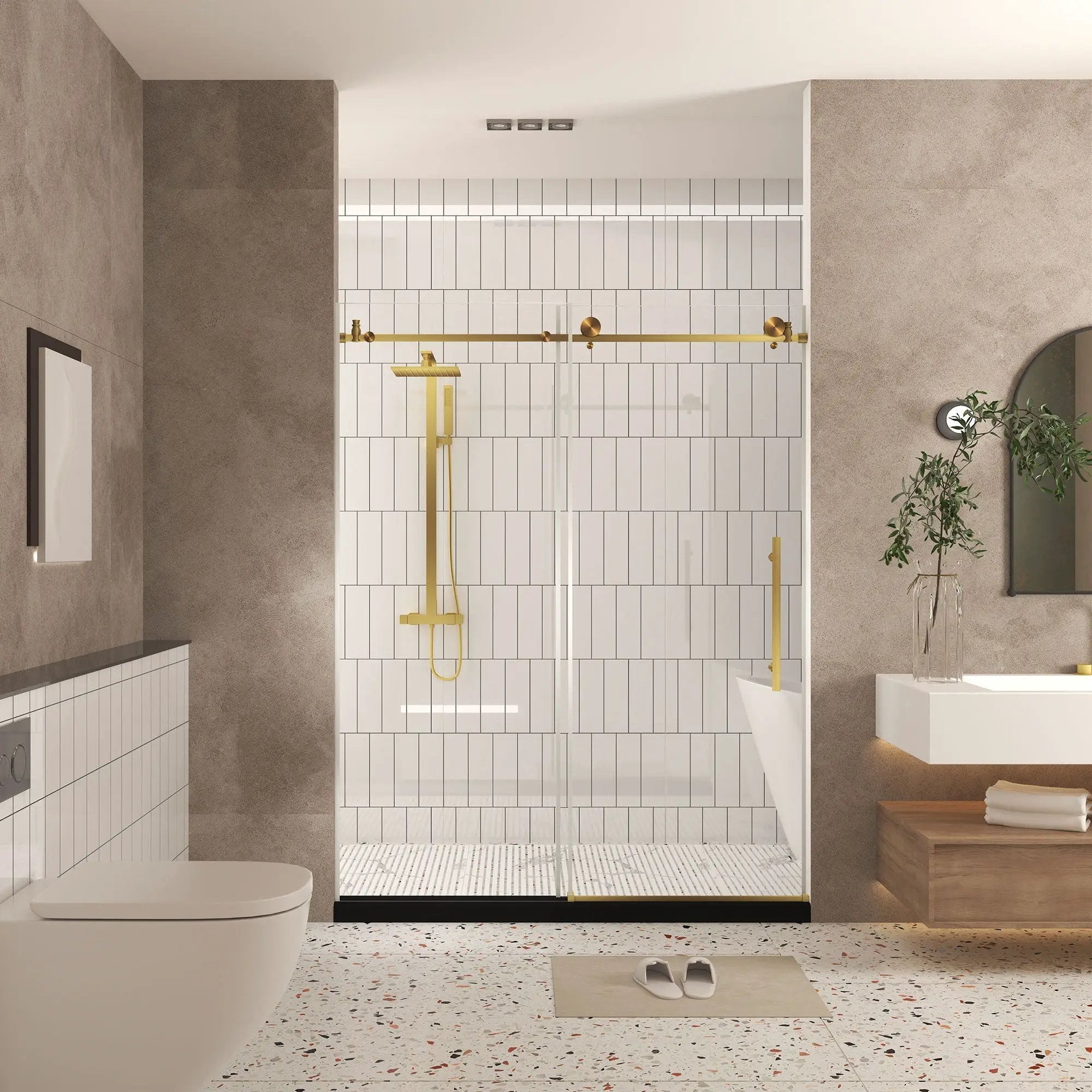 Frameless Shower Door, Smooth Sliding Tracks by HouseOfZazla