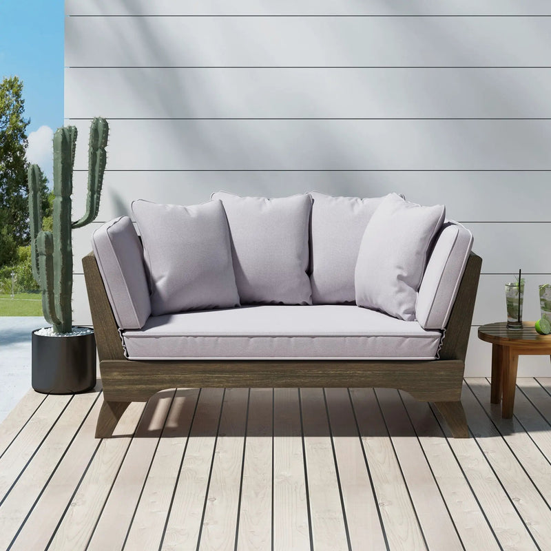 Outdoor Acacia Wood Expandable Daybed With Cushions by HouseOfZazla