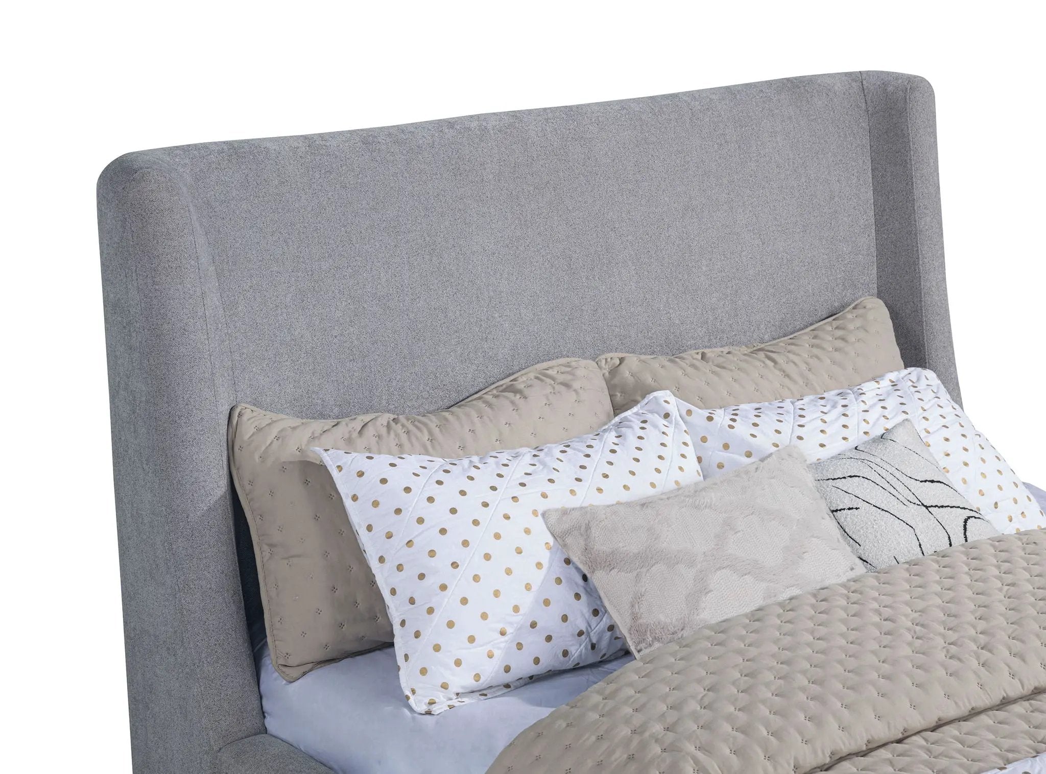 Rennes Upholstered Eastern King Wingback Platform Bed Grey by Unique Piece Furniture