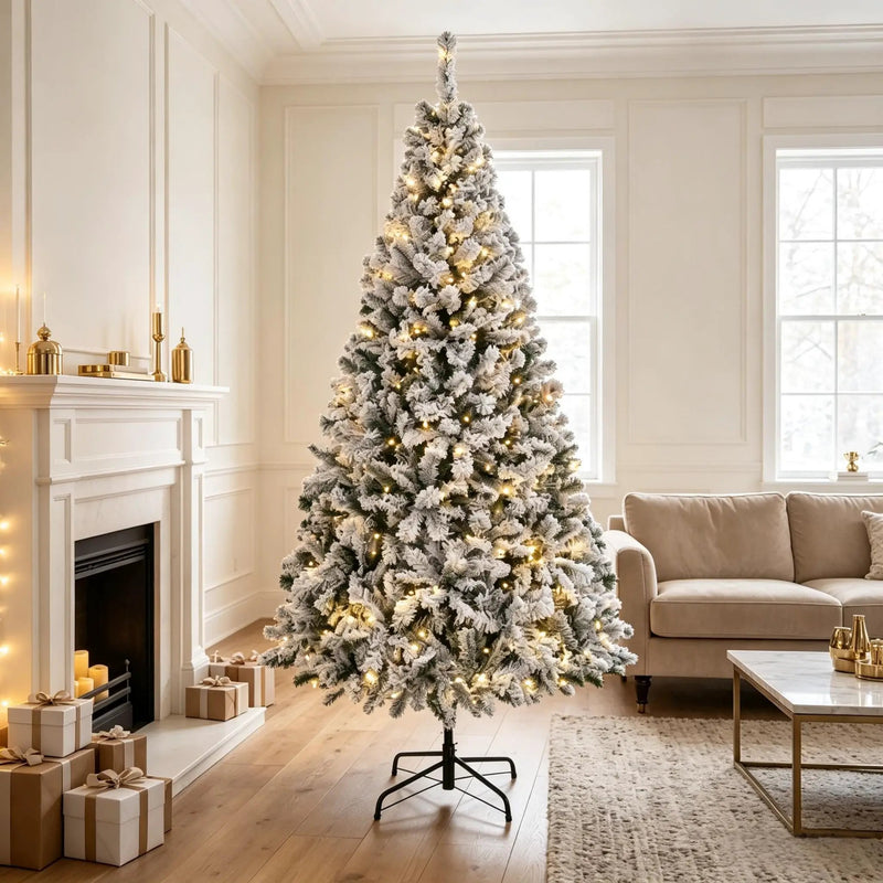 7.5 ft Pre-Lit Flocked Fraser Fir Artificial Christmas Tree by HouseOfZazla
