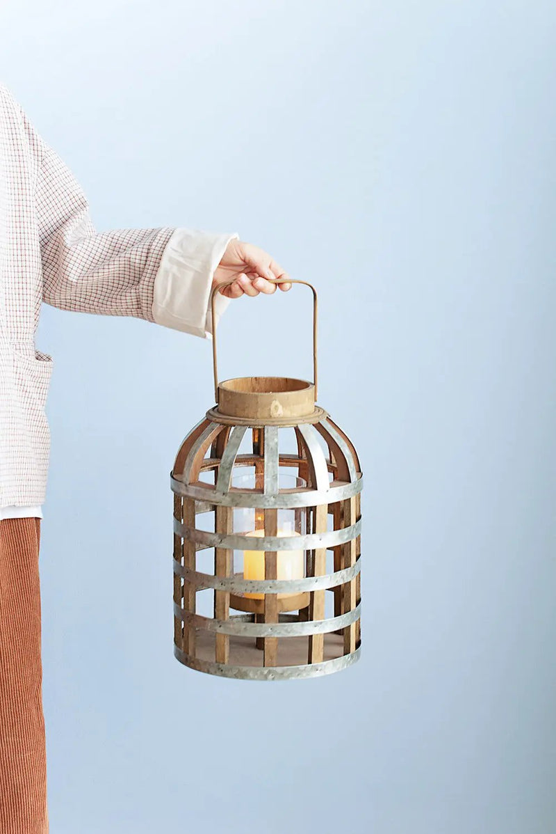 Decorative Lantern With Handle, Wooden Lantern For Indoor Outdoor, Home Garden Wedding by Unique Piece Furniture