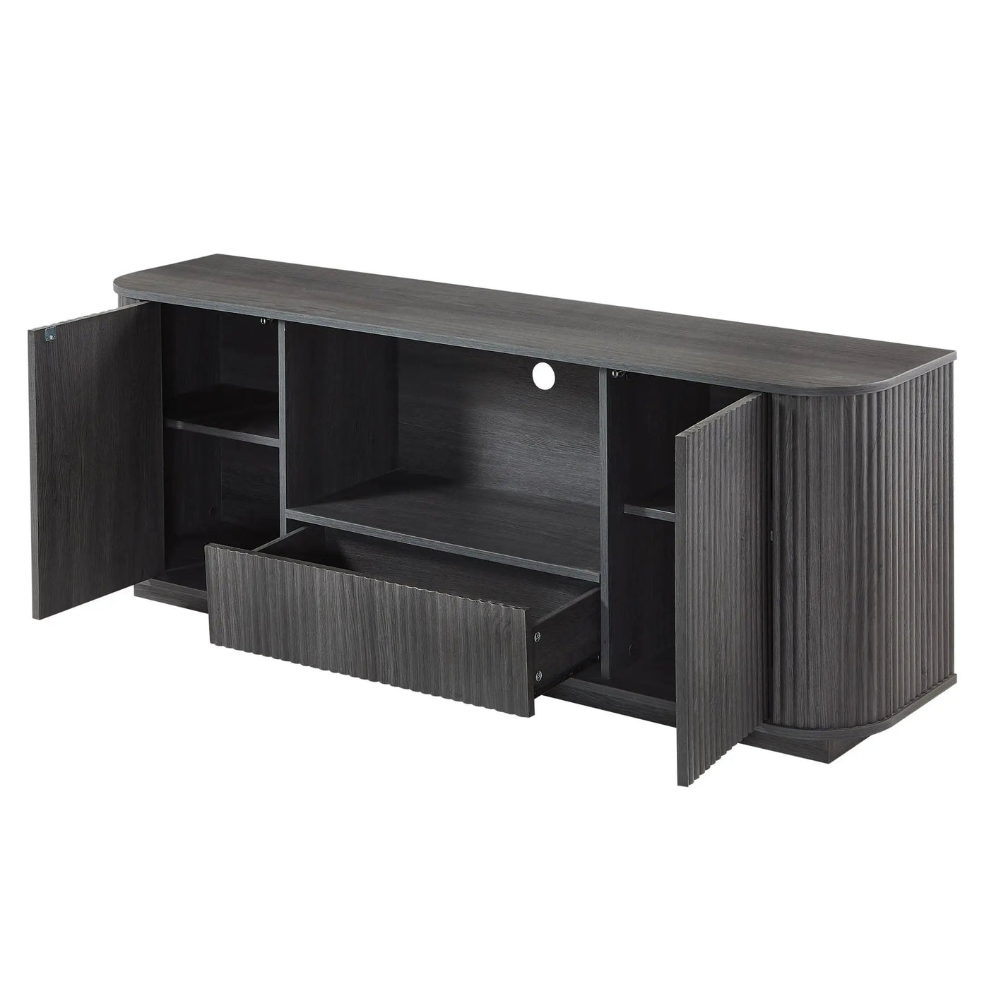 Modern Wavy TV Stand Rounded Sideboard With Storage Cabinet by Unique Piece Furniture