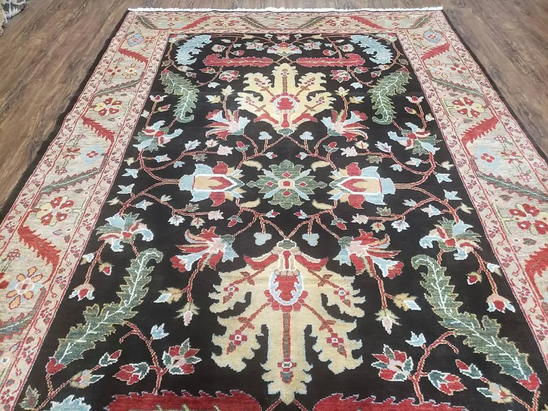 Peshawar Rug, 6x9 Rug, Hand Knotted Wool Area Rug, Black and Silver Rug, Unique Oriental Carpet, Handmade, Medium Sized Rug, Persian Rug by Jewel Rugs