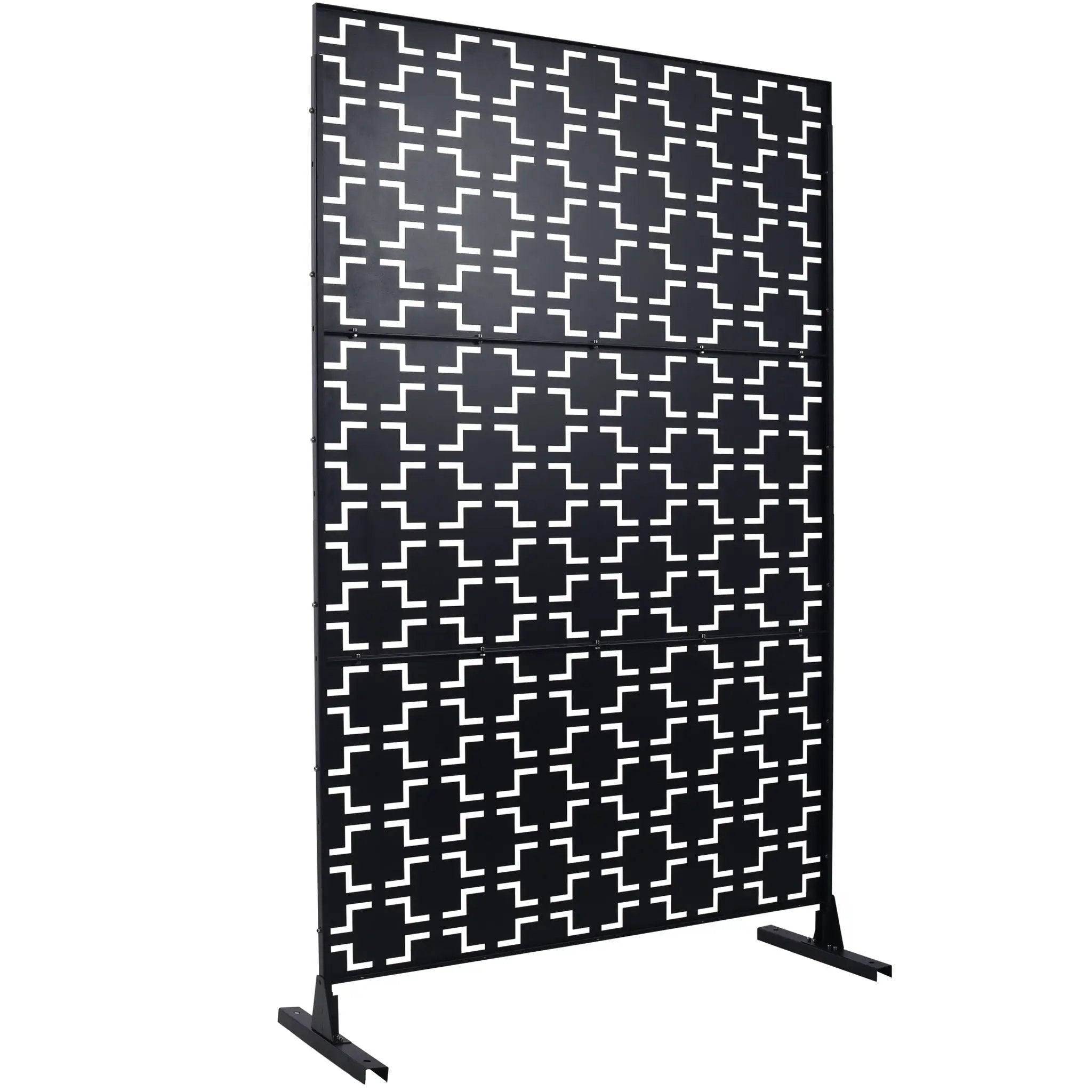 Outdoor / Indoor Privacy Screen Metal Privacy Screen, Freestanding Decorative Privacy Screen For Deck Balcony Patio - Black by Unique Piece Furniture
