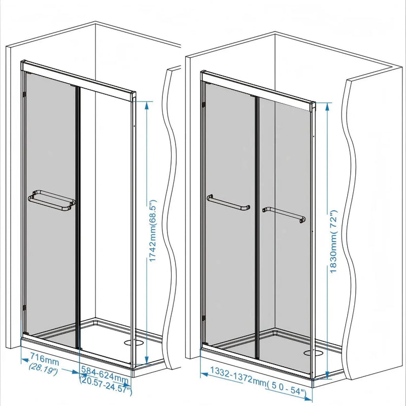Double Sliding Shower Door With Explosion Proof Film