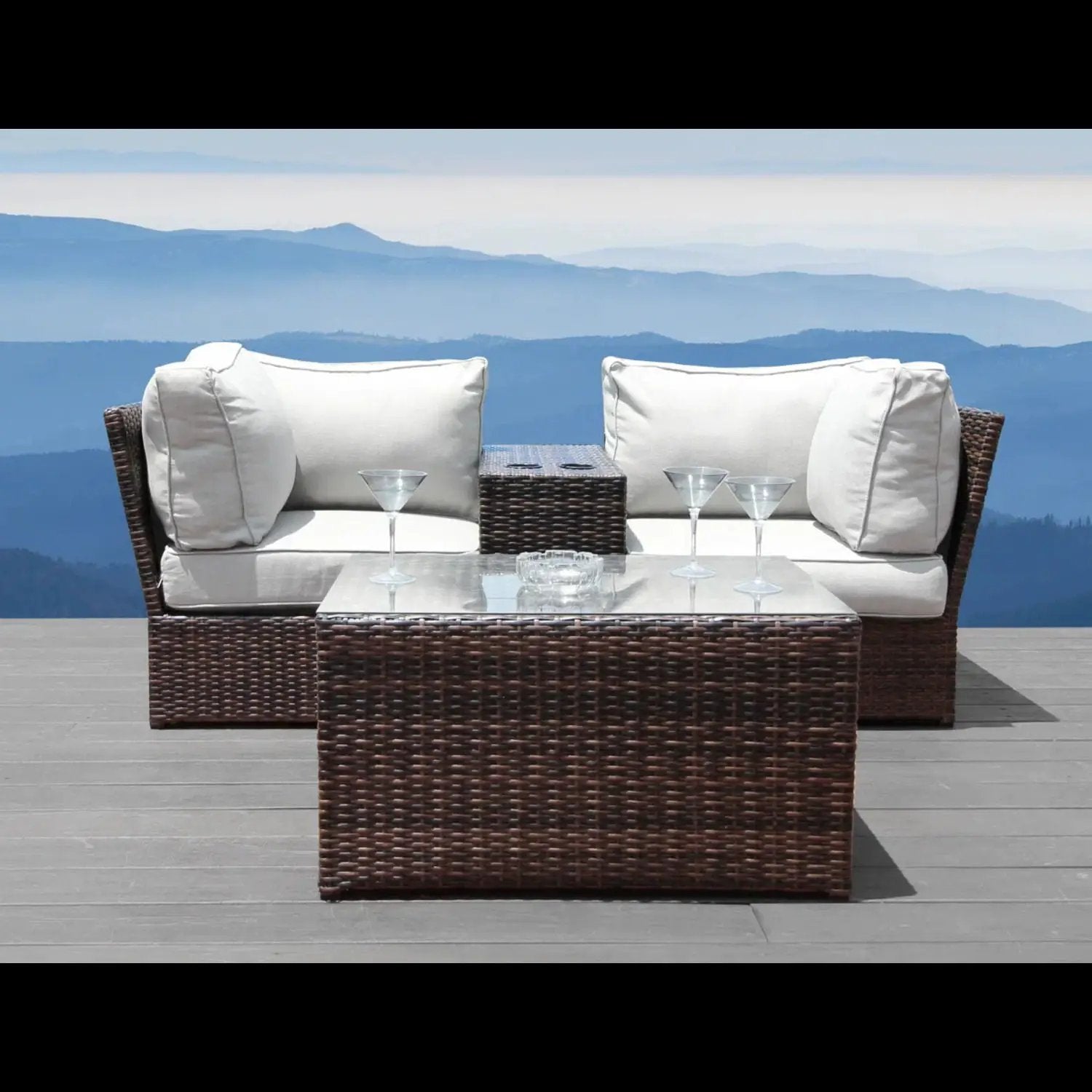 Comfortable Modern Patio Rattan Sectional Set With Cushions by Unique Piece Furniture