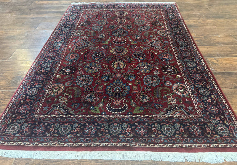 Indo Persian Rug 5x7, Vintage Traditional Floral Carpet, Burgundy and Navy Blue by Jewel Rugs