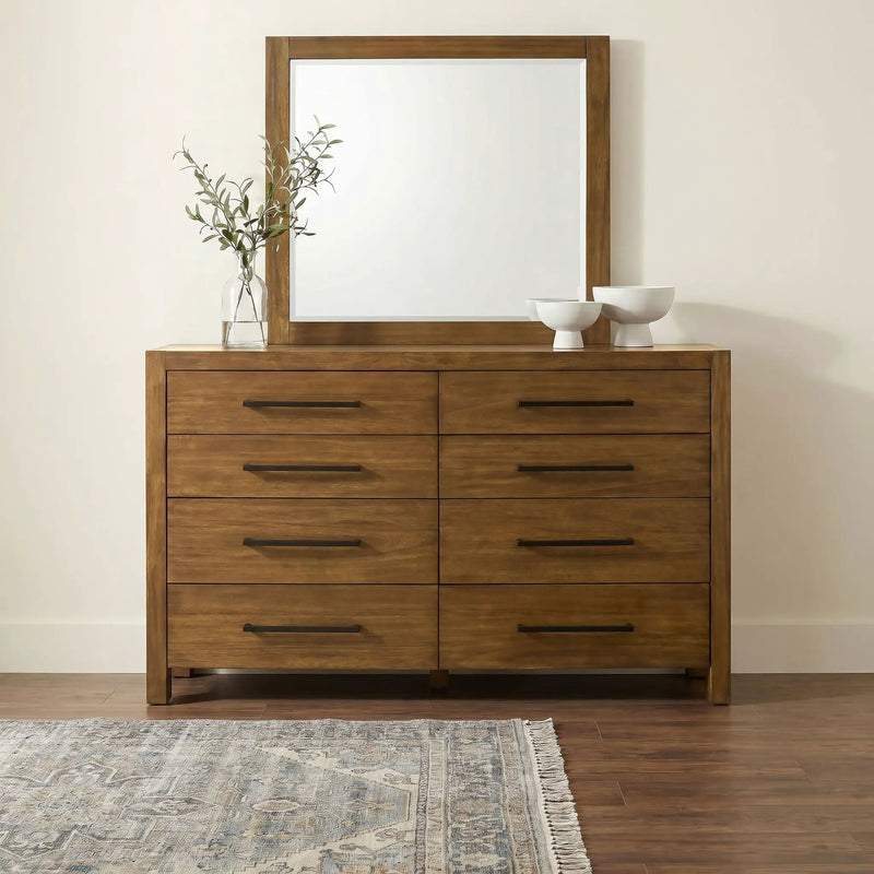Adderley 8-drawer Bedroom Dresser and Mirror Warm Brown by Unique Piece Furniture