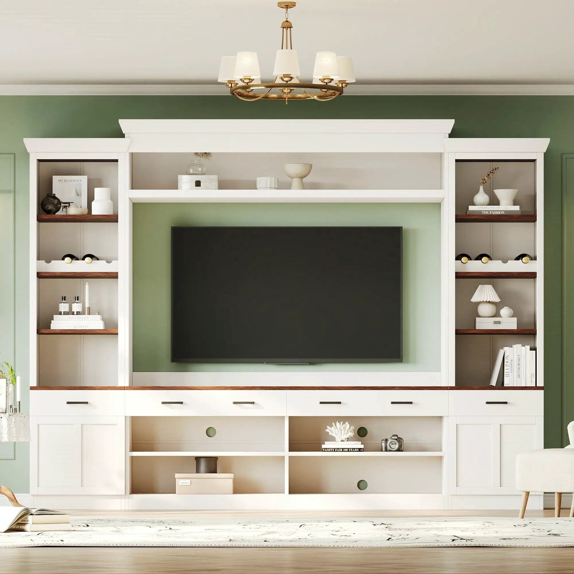 Farmhouse 4-Piece Entertainment Center with Bookshelf for TVs Up to 70" by HouseOfZazla