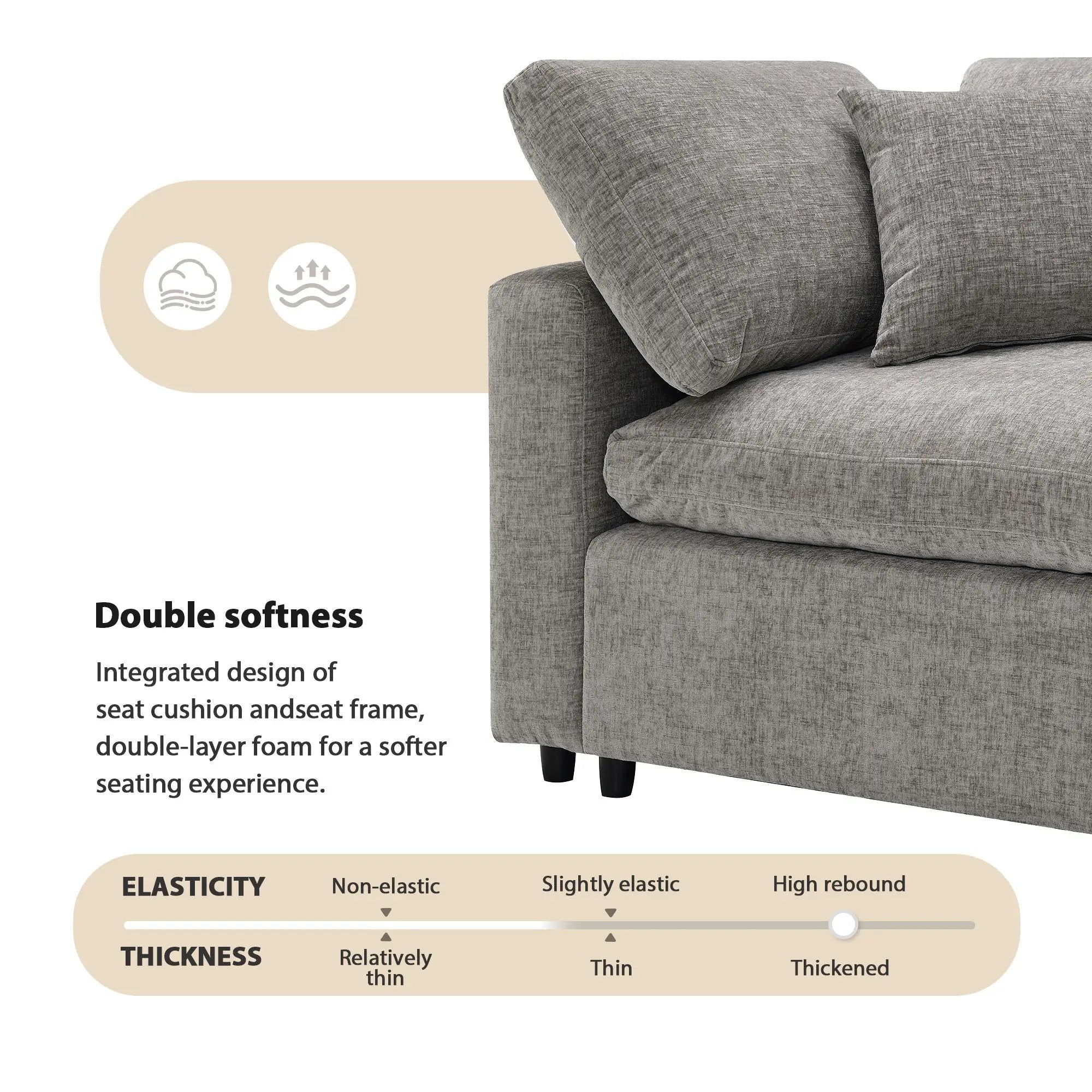 Modern Modular Cloud Sofa Bed, 6 Seat Sectional Couch Set With Ottoman, Free Combination, Convertible U Shaped Sleeper Sofa For Living Room by HouseOfZazla