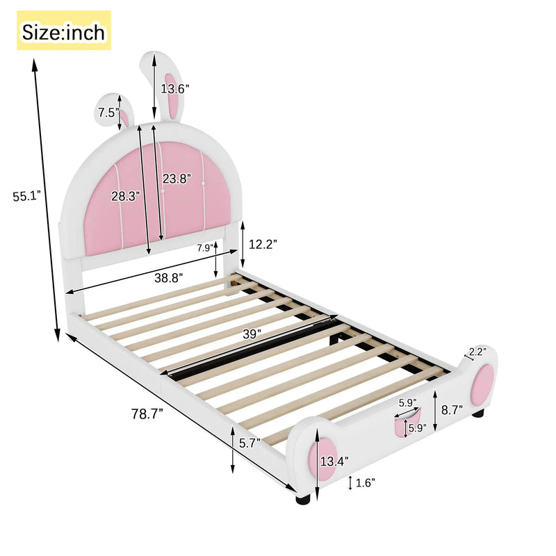 Upholstered Platform Bed With Rabbit Shaped Headboard by HouseOfZazla