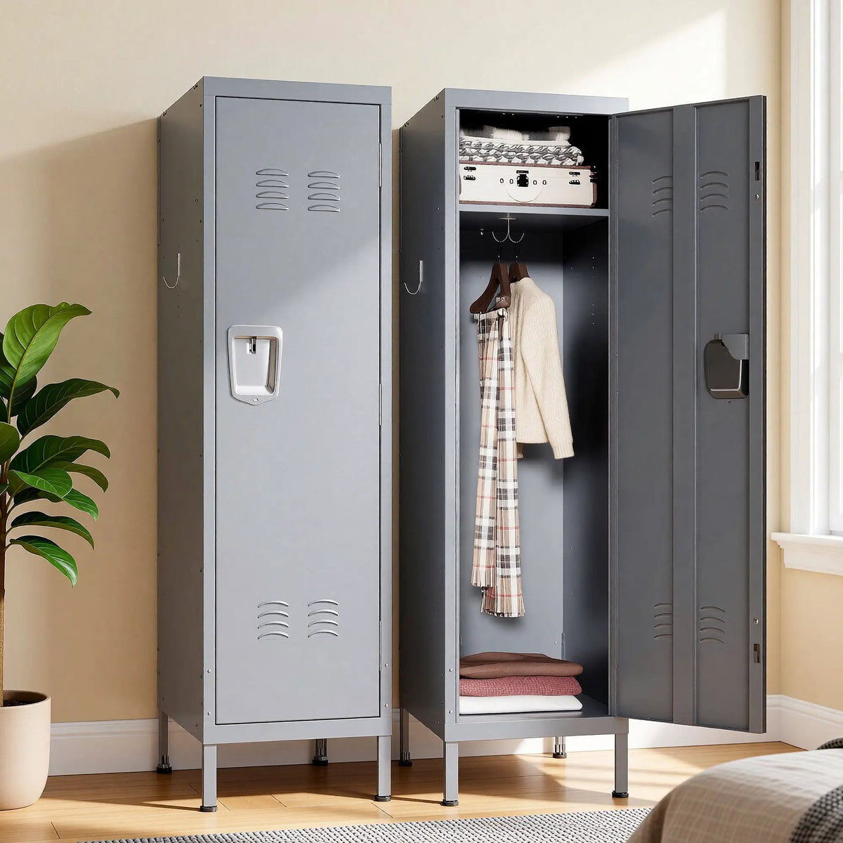 55-Inch Tall Metal Wardrobe Cabinet by HouseOfZazla