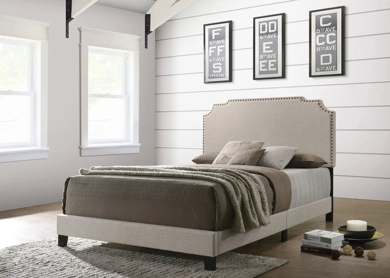 Tamarac Upholstered Queen Panel Bed Beige by Unique Piece Furniture
