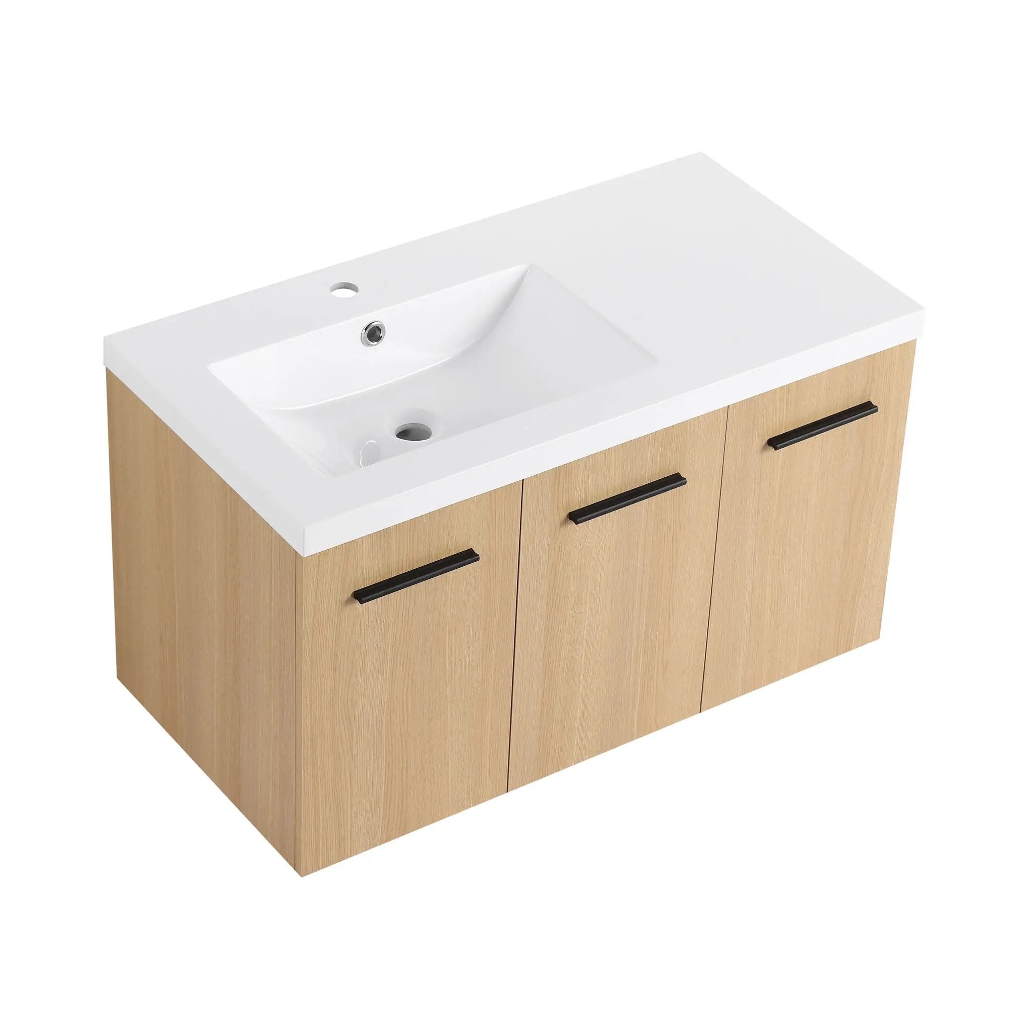 Wall Mounted Floating Bathroom Vanity With Sink, 3 Door Modular Cabinet by HouseOfZazla