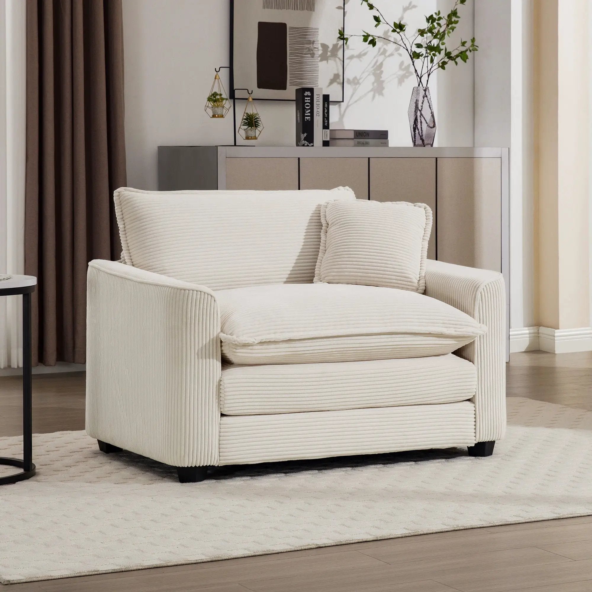 Modern Classic Fabric Single Chair Deep Seat Sofa With Pillow by Unique Piece Furniture