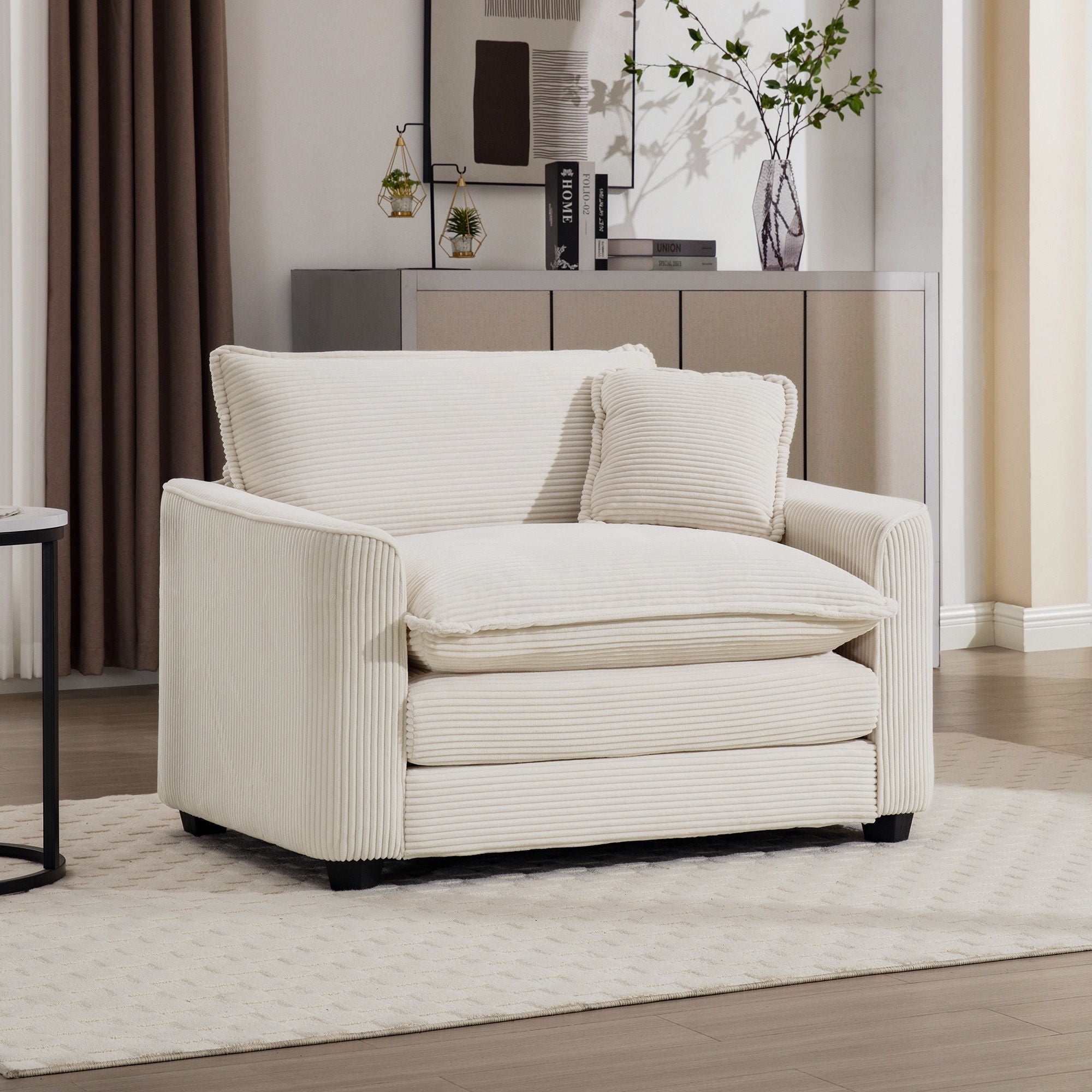Modern Classic Fabric Single Chair Deep Seat Sofa With Pillow by Unique Piece Furniture
