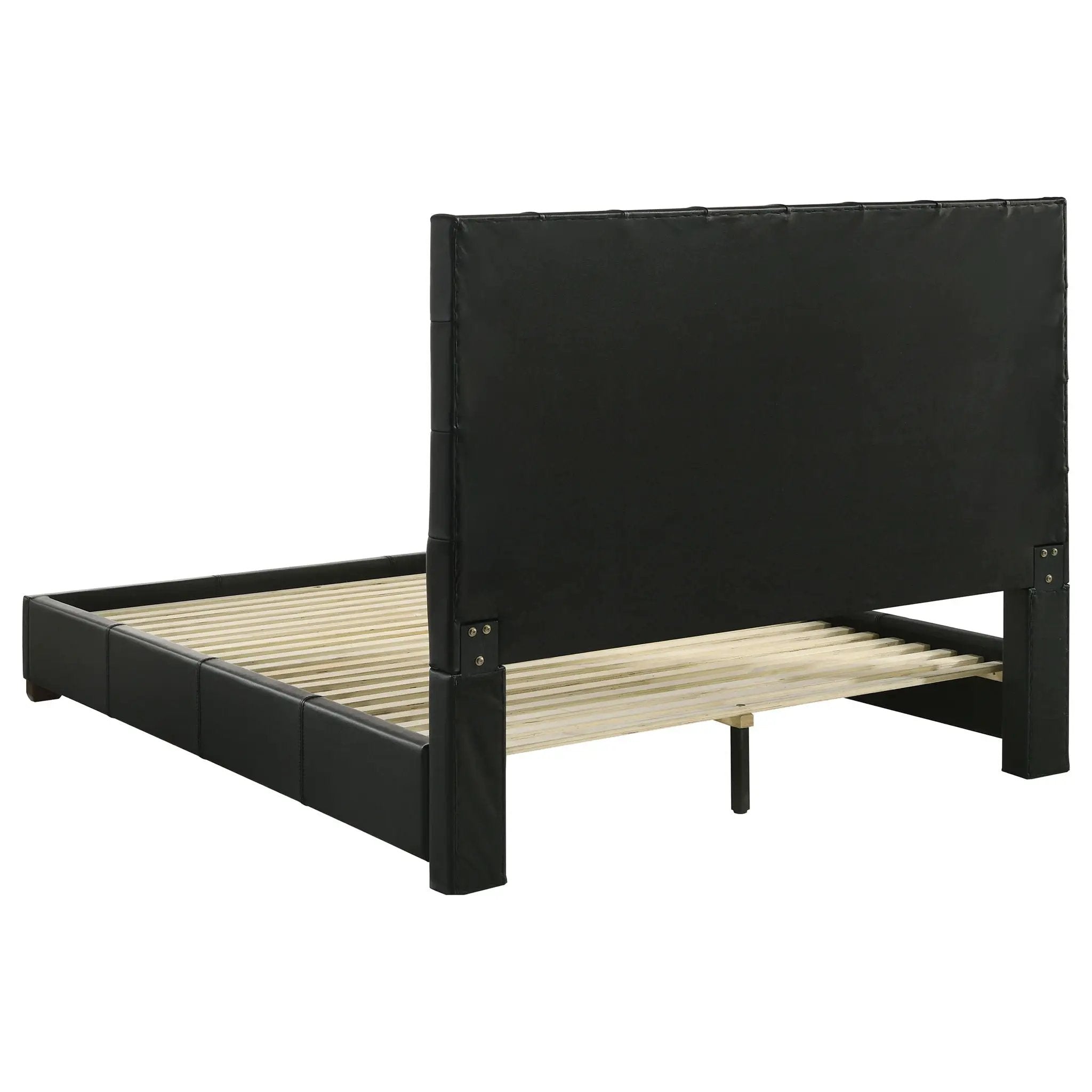 Medley Genuine Leather Queen Panel Platform Bed Black by Unique Piece Furniture
