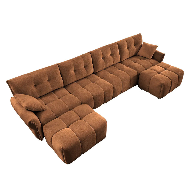 Sofa Set With Ottoman And Pillows, Textured, High Resilience Cushions by HouseOfZazla