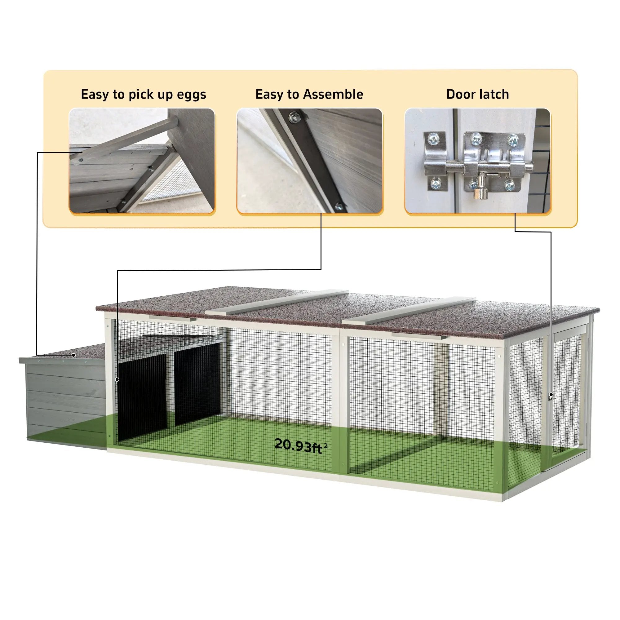 20.93ft² Large Wooden Chicken Coop Outdoor Hen House by HouseOfZazla